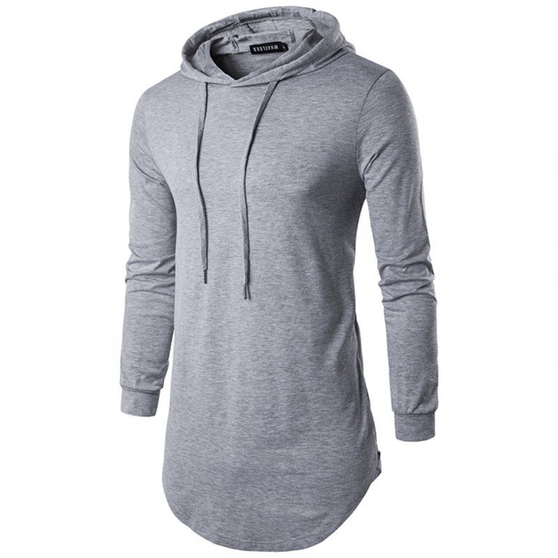 Unisex Fashion Hoodies Pure Color Long-sleeved T-shirt Light gray_XXL