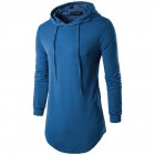Unisex Fashion Hoodies Pure Color Long sleeved T shirt blue L