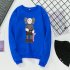 Unisex Fashion Kaws Long Sleeved Blouses Plush Round Collar Tops blue S
