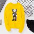 Unisex Fashion Kaws Long Sleeved Blouses Plush Round Collar Tops yellow L
