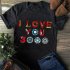Unisex Fashion Letters I Love You 3000 Pattern Soft Breathable Cotton T Shirt