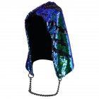 Unisex Fashion Mermaid Hat Magical Reversible Sequin Cap Hood Dress Up Color Changing Hat Bright green_free size