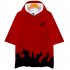 Unisex Fashion Naruto Digital Print 3D Short sleeved T shirt Hooded Tops Q 2097 YH09 red XL