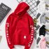 Unisex Fashion Plush All matching Couple Simple Letters Printing Hoody Red 902  2XL