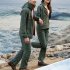 Unisex Fashion Sports Quick drying Breathable Outdoor Fishing Leisure Tops Pants Army Green jacket XL
