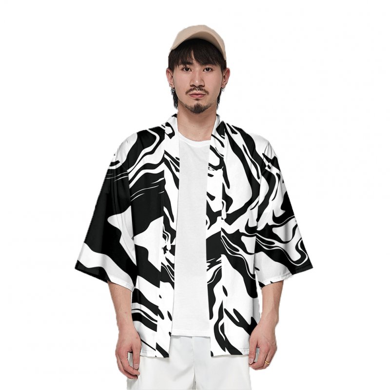 Unisex Fashion Summer Half Sleeve Loose Kimono Thin Sunscreen Robe Clothes V00024-3M25_M