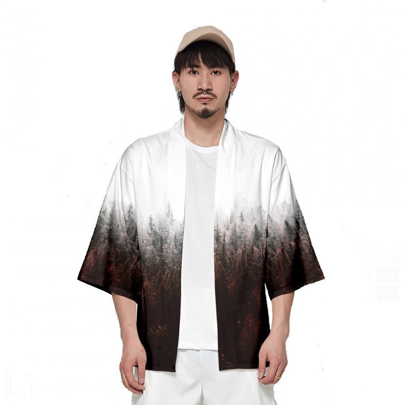 Unisex Fashion Thin Sunscreen Robe Half Sleeve Loose Large Size Kimono Clothes V00017-3M25_M