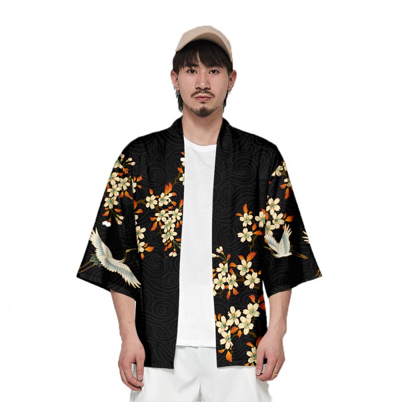 Unisex Fashion Thin Sunscreen Robe Summer Half Sleeve Loose Kimono Clothes V00020-3M25_XXL