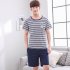 Unisex Lovers Fashion Pattern Short Sleeved Pure Cotton Loose Home Wear