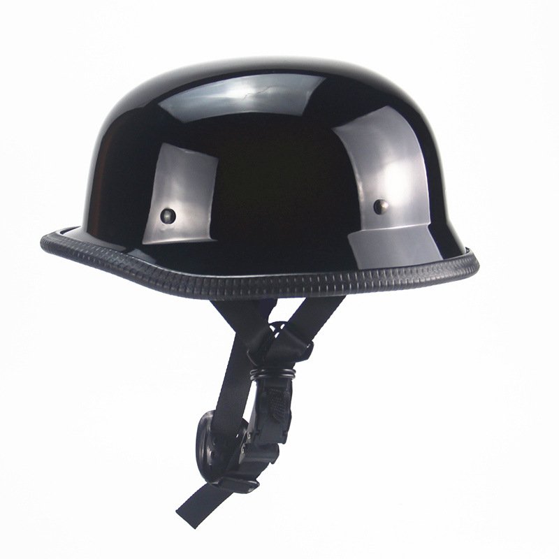 Unisex Motorcycle Half Helmet Chopper Biker Pilot Goggles Open Face Moto Helmet  Bright black_One size (suitable for head circumference 56-61CM)