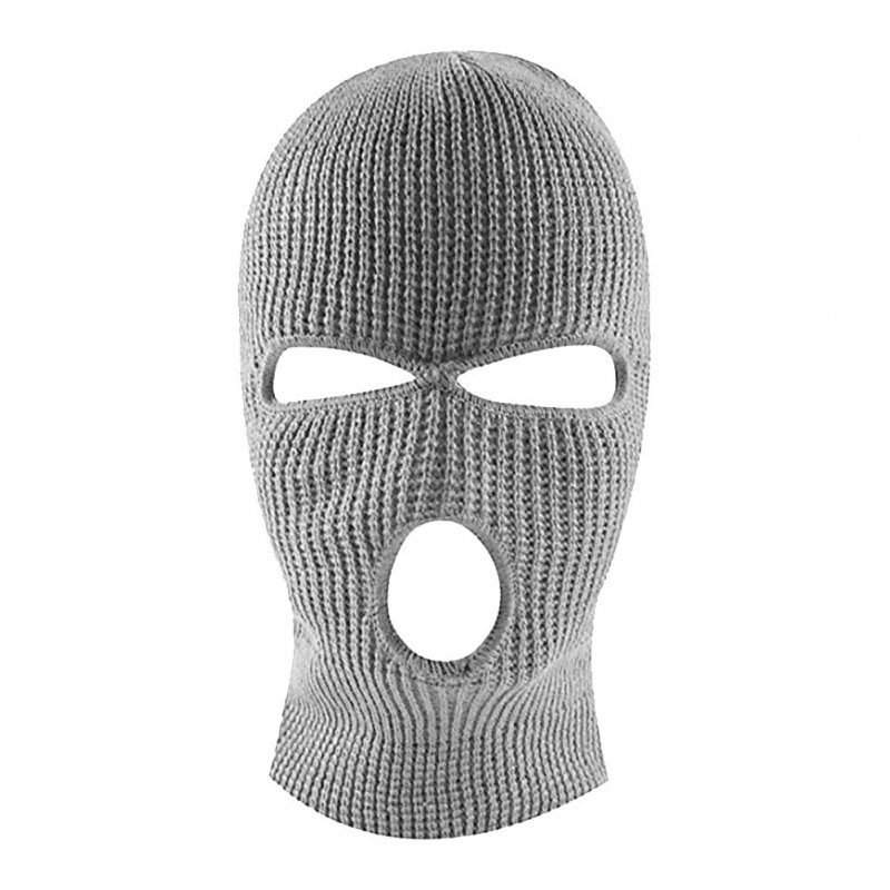 Unisex Outdoor Knitting Sewing Face Mask Cap Warm for Skiing Riding light grey_One size