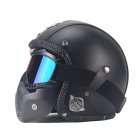Unisex PU Leather Helmets 3/4 Motorcycle Chopper Bike Helmet Open Face Vintage Motorcycle Helmet with Goggle Mask  black_XL