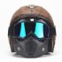 Unisex PU Leather Helmets 3 4 Motorcycle Chopper Bike Helmet Open Face Vintage Motorcycle Helmet with Goggle Mask  black M