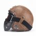 Unisex PU Leather Helmets 3 4 Motorcycle Chopper Bike Helmet Open Face Vintage Motorcycle Helmet with Goggle Mask  black M