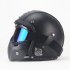 Unisex PU Leather Helmets 3 4 Motorcycle Chopper Bike Helmet Open Face Vintage Motorcycle Helmet with Goggle Mask  black M