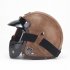 Unisex PU Leather Helmets 3 4 Motorcycle Chopper Bike Helmet Open Face Vintage Motorcycle Helmet with Goggle Mask  Light brown XL