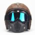 Unisex PU Leather Helmets 3 4 Motorcycle Chopper Bike Helmet Open Face Vintage Motorcycle Helmet with Goggle Mask  black L