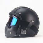 Unisex PU Leather Helmets 3 4 Motorcycle Chopper Bike Helmet Open Face Vintage Motorcycle Helmet with Goggle Mask  black L