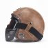 Unisex PU Leather Helmets 3 4 Motorcycle Chopper Bike Helmet Open Face Vintage Motorcycle Helmet with Goggle Mask  black XL