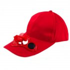 Unisex Peaked Cap Summer Baseball Hat with Solar Powered Fan Cooling Fan Cap for Camping Traveling Outdoor Activities Red
