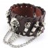 Unisex Retro Fashion Bullet Skull Bracelet Punk Rock Leather Chain Hand Chain Ornament