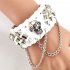 Unisex Retro Fashion Bullet Skull Bracelet Punk Rock Leather Chain Hand Chain Ornament