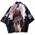 Unisex Retro Janpanese Style Kimono Shirt Robes Loose Three Quarters Sleeve Shirt Jacket 1929 black XL
