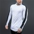 Unisex Round Collar Long Sleeve T shirt Stitching T shirt Black and white XXL