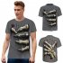 Unisex Round Neck Short Sleeve 3D Digital Bone Claw Printed T shirt as shown 3XL