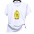 Unisex Short Sleeved Round Collar Casual Loose Yellow Duck Printed T shirt black XXL