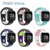 Unisex Soft Silicone 2 colour Replacement Watch Strap Watchband for Fitbit Versa Pretty Bracelet Ornament Dark gray   black