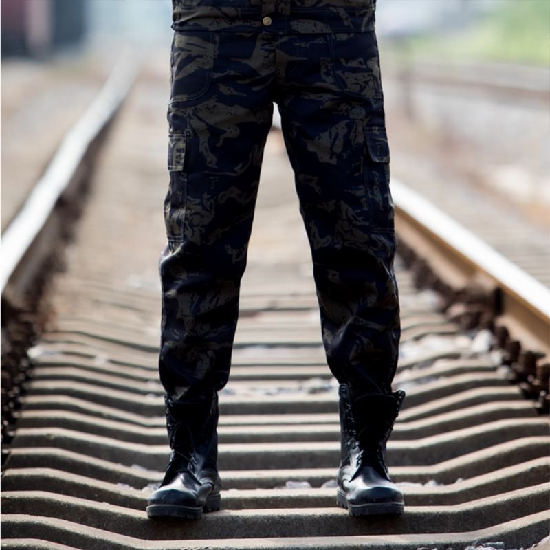 Unisex Special Training Camouflage High Strength Pants Wear Resistant Casual Trousers Black  camouflage_175=L