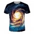 Unisex Stylish 3D Blue Starry Digital Printed Short Sleeve T shirt Blue swirl S