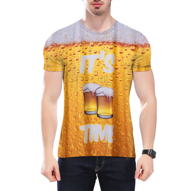 Unisex Stylish 3D Digital Printed Beer Bubble Short Sleeve T-shirt Beer_M