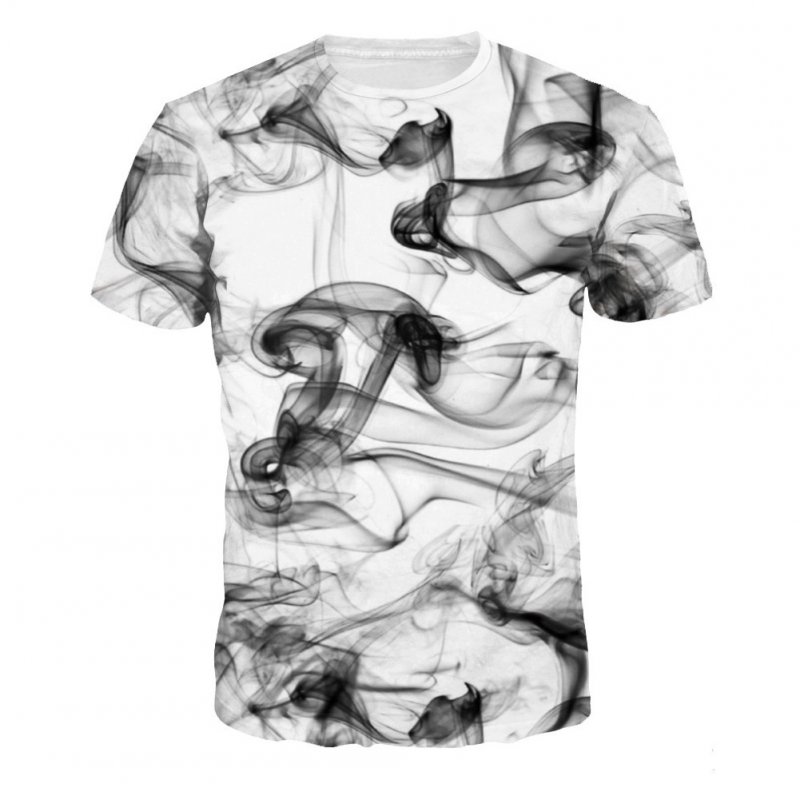 Unisex Stylish 3D Ink Painting Abstract Pattern Short Sleeve T-shirt as shown_XL