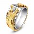 Unisex Stylish Vintage Dragon Pattern Ring Exaggeration Finger Ring   White and gold Size   US   6  Hong Kong   12 