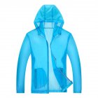 Unisex Sun Protection Jacket Solid Color Uv Protective Clothing For Summer Outdoor Running water blue L