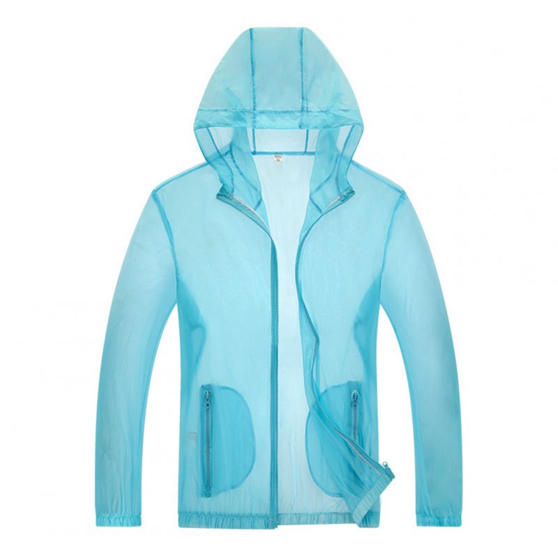 Unisex Sun Protection Jacket Solid Color Uv Protective Clothing For Summer Outdoor Running light blue XL