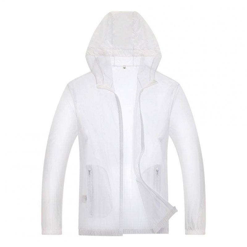 Unisex Sun Protection Jacket Solid Color Uv Protective Clothing For Summer Outdoor Running White 3XL