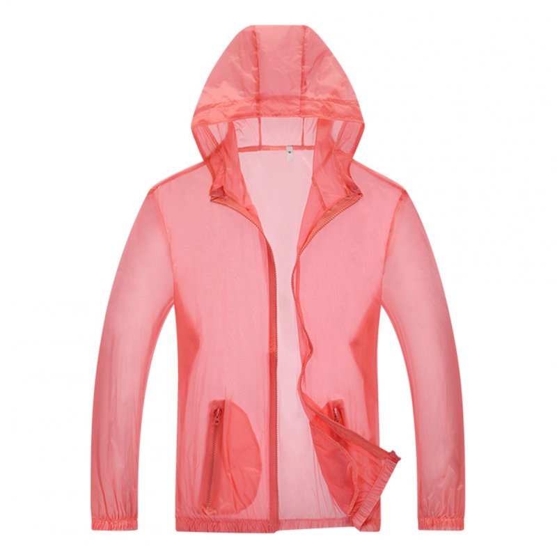 Unisex Sun Protection Jacket Solid Color Uv Protective Clothing For Summer Outdoor Running Pink L