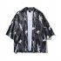 Unisex Vintage Ukiyo E Pattern Kimono Loose Sleeve Cotton Shirts Tops Dragon black L