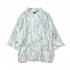 Unisex Vintage Ukiyo E Pattern Kimono Loose Sleeve Cotton Shirts Tops Crane white S