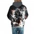 Unisex Vivid 3D Skull Poker Pattern Hoodies Couples Fashion Hooded Tops Baseball Sweatshirts as shown L