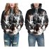 Unisex Vivid 3D Skull Poker Pattern Hoodies Couples Fashion Hooded Tops Baseball Sweatshirts as shown S