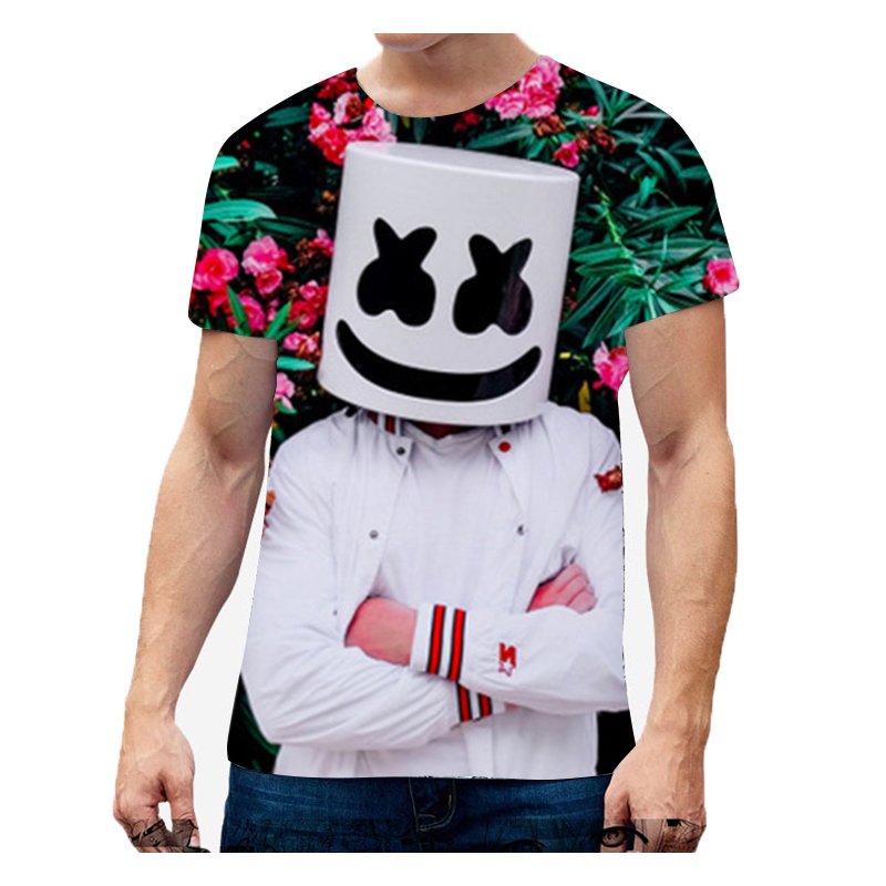 Unisex Vivid Color 3D DJ Marshmello Pattern Fashion Loose Casual Short Sleeve T-shirt D_S