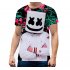 Unisex Vivid Color 3D DJ Marshmello Pattern Fashion Loose Casual Short Sleeve T shirt  A XL