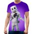 Unisex Vivid Color 3D DJ Marshmello Pattern Fashion Loose Casual Short Sleeve T shirt K  M