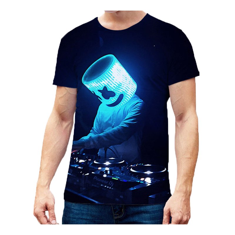 Unisex Vivid Color 3D DJ Marshmello Pattern Fashion Loose Casual Short Sleeve T-shirt  C_L