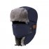 Unisex Women Men Cotton Winter Warm Bluetooth 5 0 Wireless Headset Cap Earphone Hat Navy blue