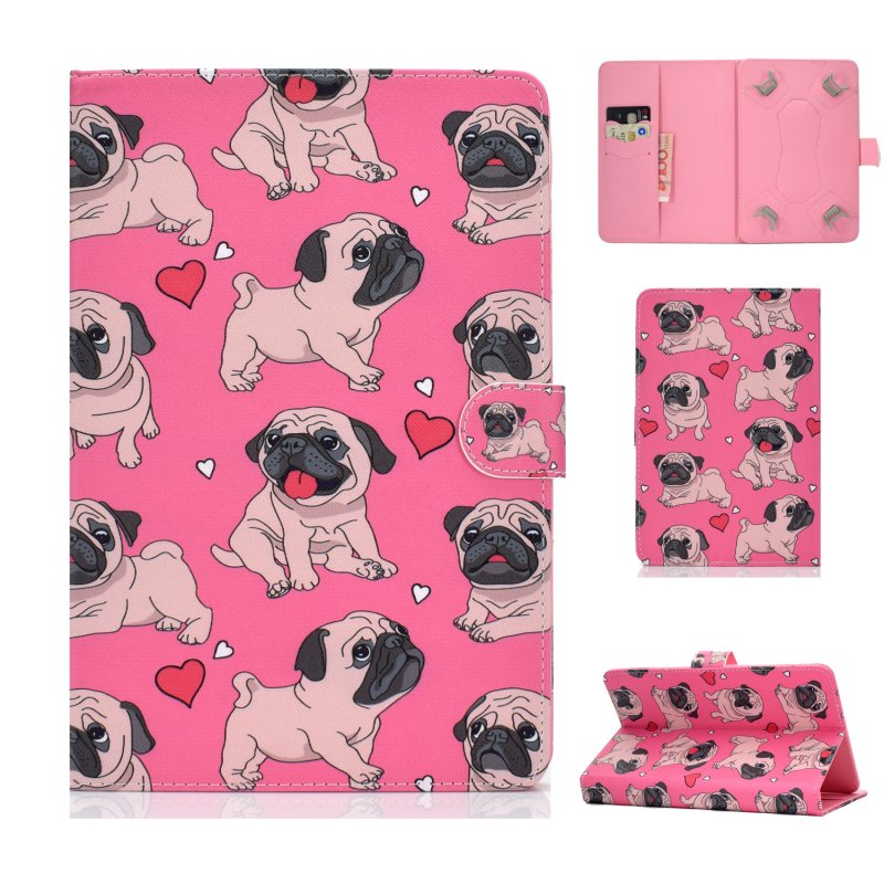 Universal 10Inches Laptop Protective Case with Front Snap Cute Cartoon Color Painted PU Cover  Caring dog
